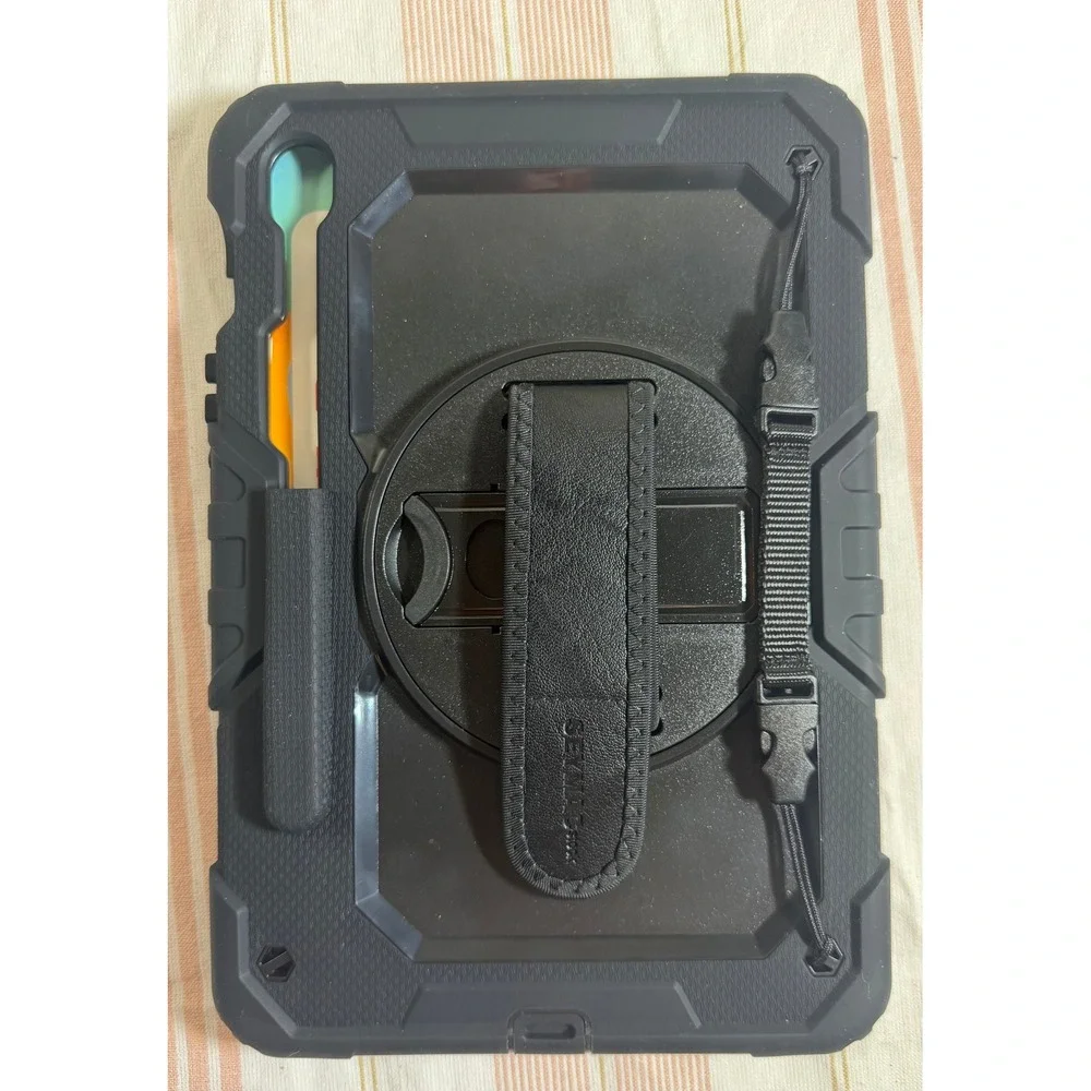 SEYMAC Samsung Galaxy Tab S9 FE 10.9 S9 11 Case Shockproof Rugged Strap Black